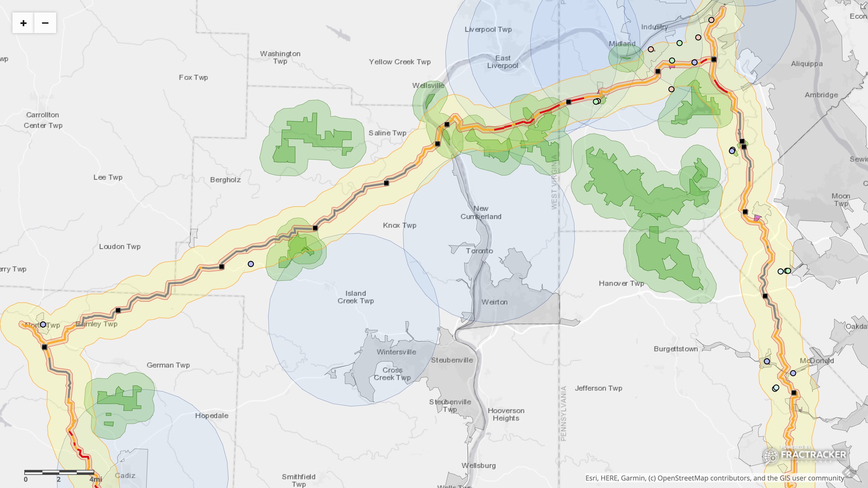 Map of Falcon Pipeline High Consequence Areas