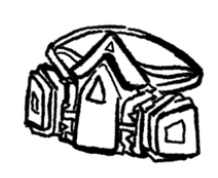 Illustration of an organic vapor respirator mask.
